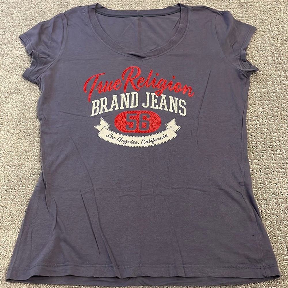 GUC True Religion Rhinestone V Neck T-Shirt
